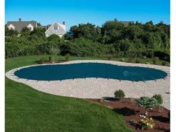 Merlin SmartMesh 15-Year Mesh Safety Cover | Rectangle 16' X 32' | Flush 4' X 8' Right Side Step | Green | 16M-T-GR