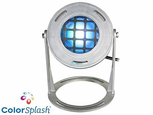 J&J Electronics ColorSplash LED Underwater Fountain Luminaire | Base And Guard | 120V 10' Cord | LFF-S1C-120-WG-WB-10