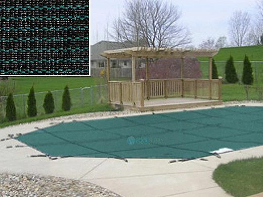 PoolTux 20-Year King99 Mesh Safety Cover | Center Step Rectangle 15' X 30' Green | CSPTGMP15301