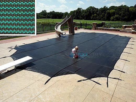 Arctic Armor 30-Year Premium Mesh Left End Step Safety Cover | Rectangle 12' X 24' Green | WS9516