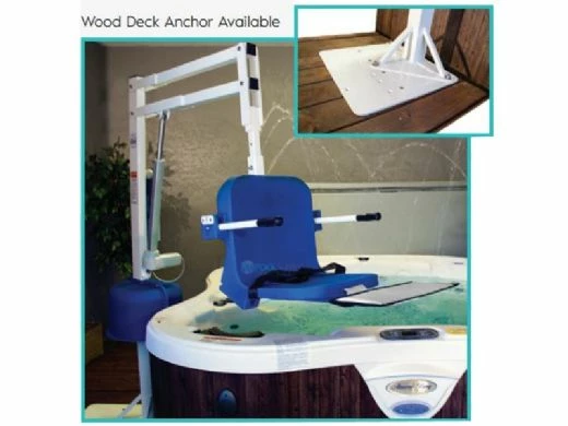 Aqua Creek Spa Lift Elite | No Anchor | White Powder Coat With Blue Seat | F-006SLE - Image 2