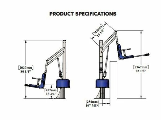 Aqua Creek Spa Lift Ultra | No Anchor | White Powder Coat With Blue Seat | F-005SLU - Image 2