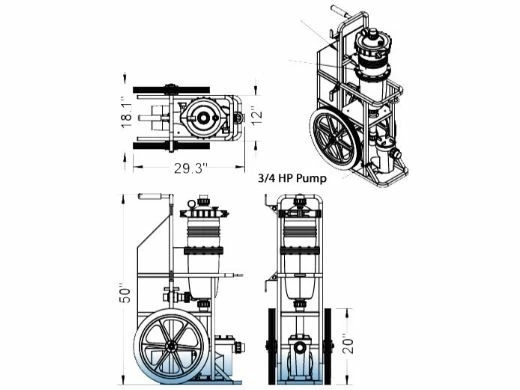 Waterco Ultra-Vac Dual Filtration Portable Cart | 1HP Pump 75 Sq. Ft. MultiCyclone 12 Ultra Cartridge | 16V1275 - Image 3