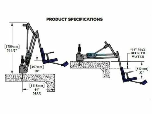 Aqua Creek Mighty 600 Pool Lift | No Anchor | White Powder Coat With Blue Seat | F-MTY600 - Image 4