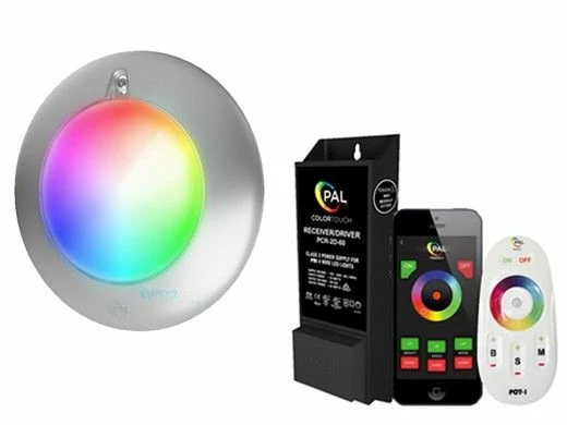 PAL Lighitng Evenglow Multi-Color LED Spa Light & Transformer Kit | 7W 12V 80' Cord With Plug | 55W 12VDC Transformer | 64-EGM-80-42-PCR-2DW-60-E