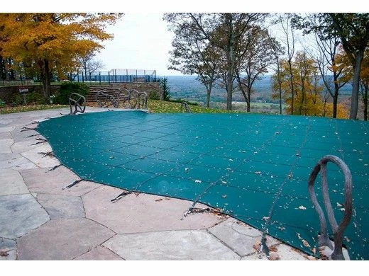 Merlin Dura-Mesh 15-Year Mesh Safety Cover | Rectangle 16' X 32' | Flush 4' X 8' Right Side Step | Gray | 16M-M-GY - Image 2