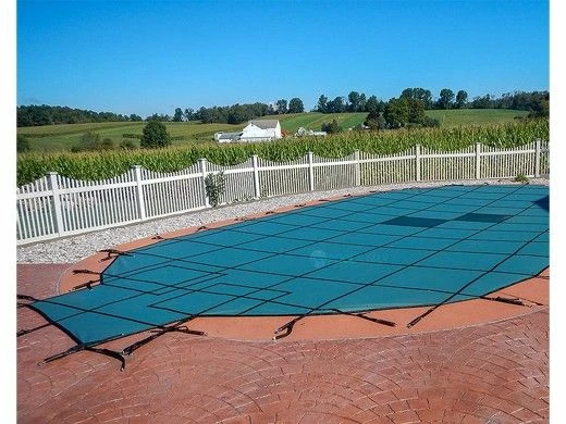 Merlin 10-Year Solid Safety Cover With Drain Panel | Rectangle 16' X 32' | 1' Or 2' Offset 4' X 8' Left Side Step | Blue | 19W-X-BU - Image 2