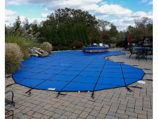 Merlin 10-Year Solid Safety Cover With Drain Panel | Rectangle 16' X 32' | 4' Offset 4' X 8' Left Side Step | Gray | 31W-X-GY - Image 5