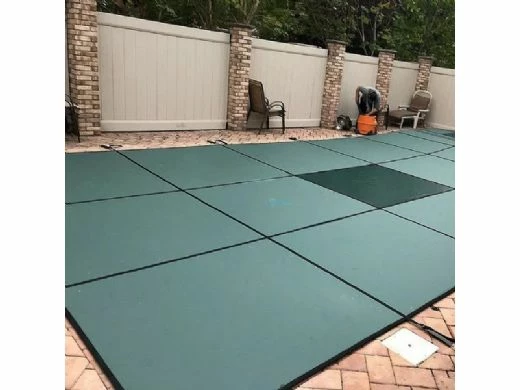 Merlin 10-Year Solid Safety Cover With Drain Panel | Rectangle 16' X 32' | Flush 4' X 8' Left Side Step | Blue | 13W-X-BU - Image 3